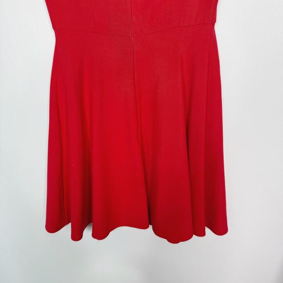 French Connection Classic Size 2 Red Fit and Flare Sleeveless Dress Zip Back - Picture 6 of 8